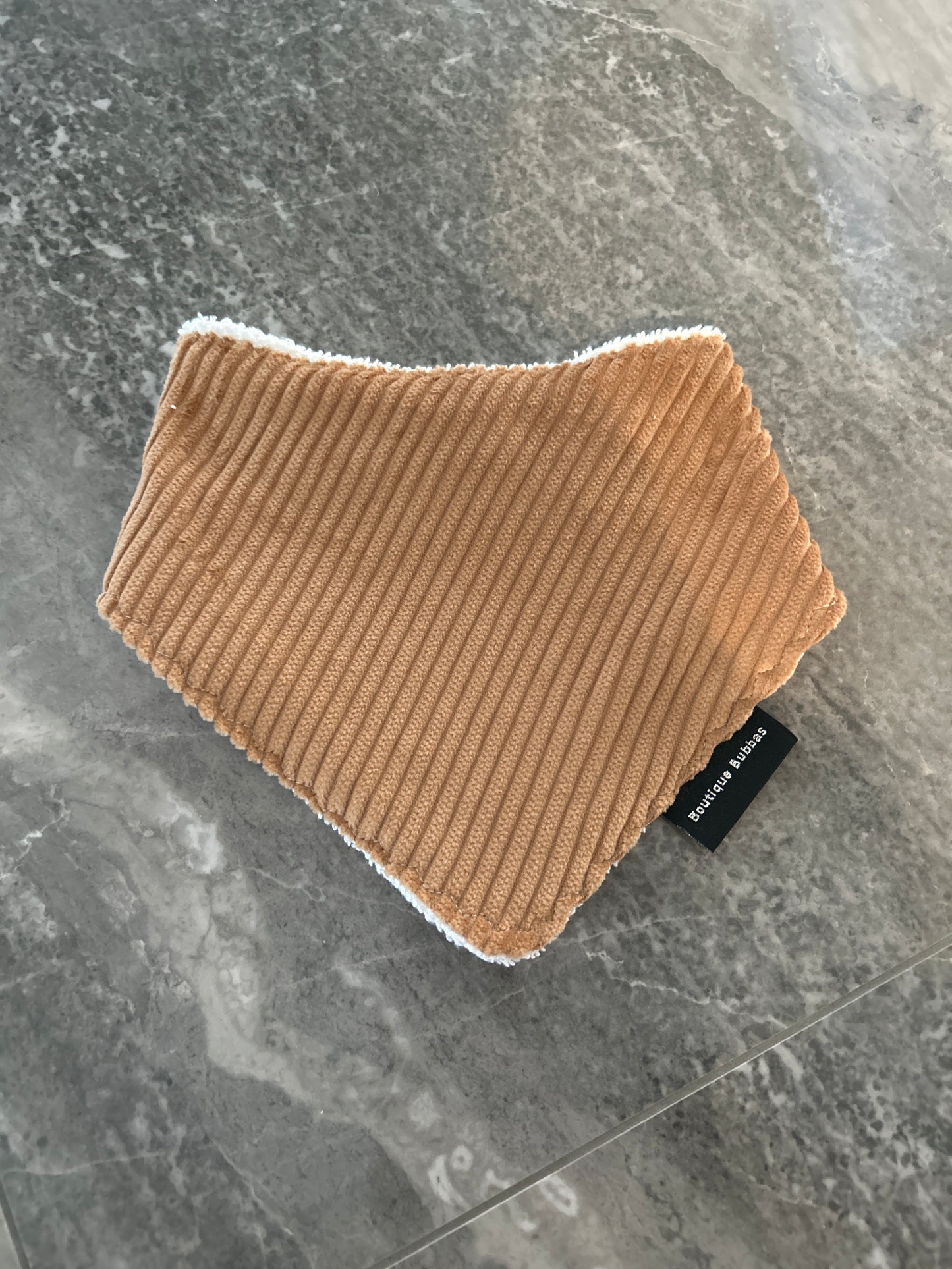 Cream brown corduroy Bandana Dribble Bib