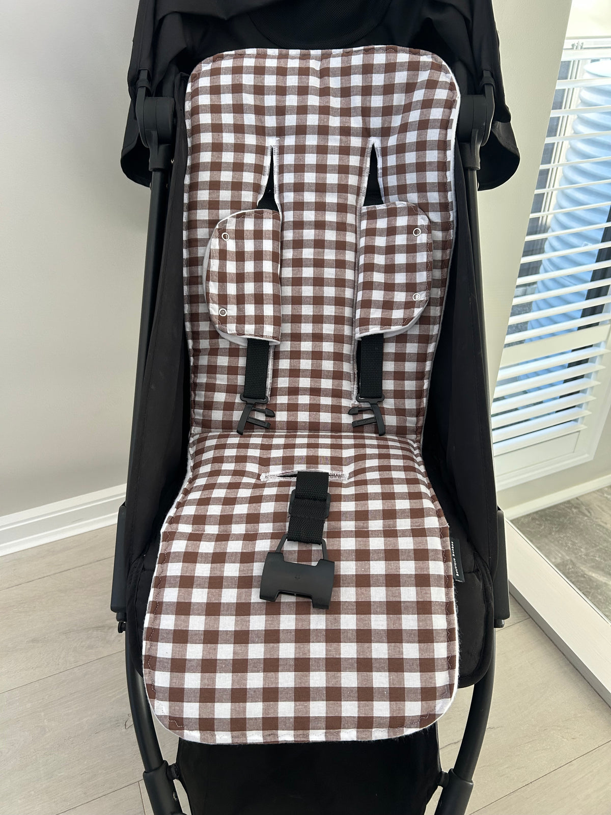 Brown Gingham Universal pramliner set
