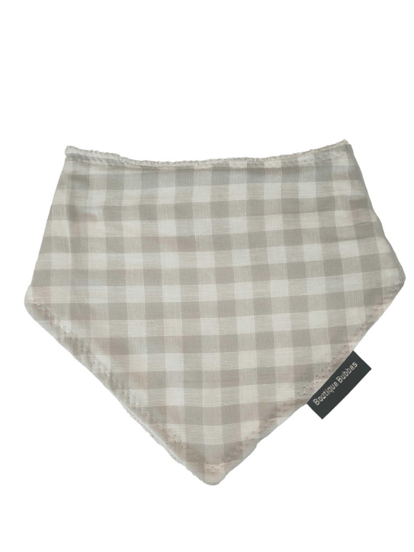 Light grey gingham Bandana Dribble Bib