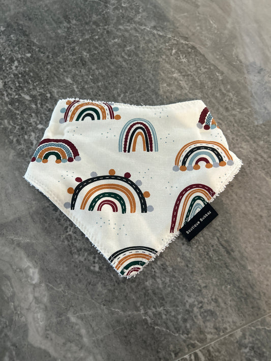 Colourful boho rainbow corduroy Bandana Dribble Bib