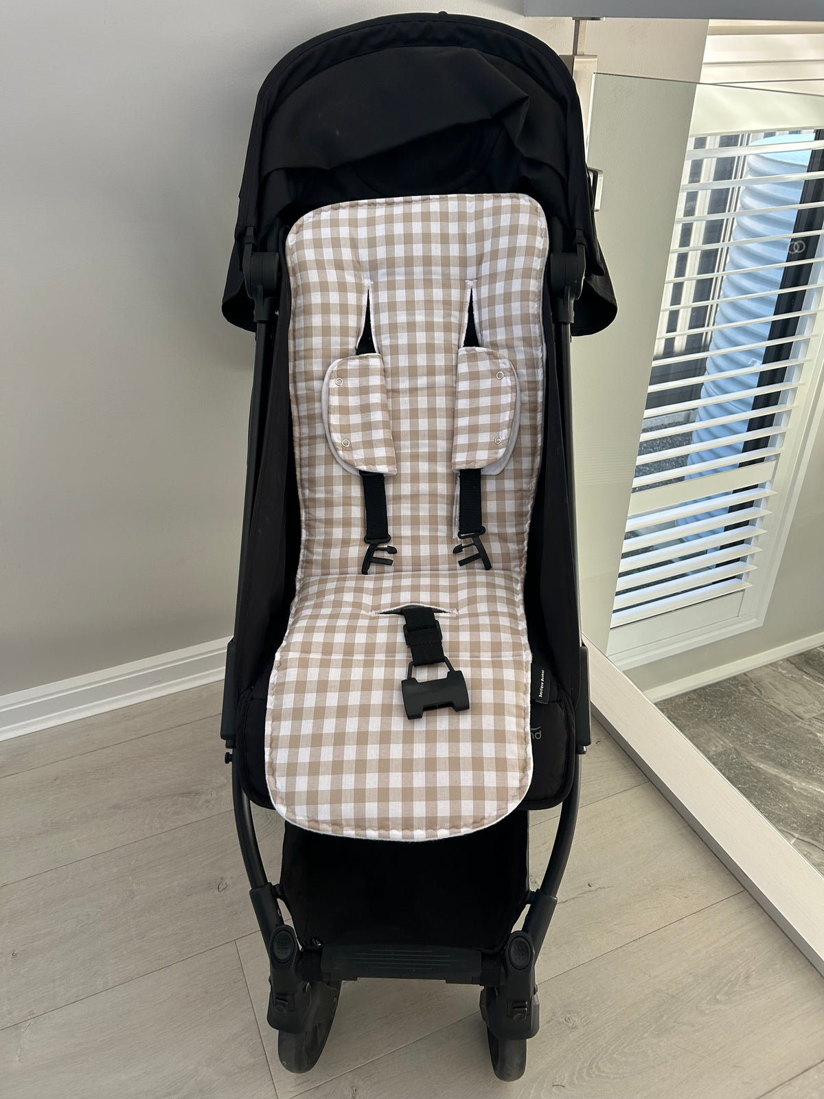 Cream Gingham Universal pramliner set