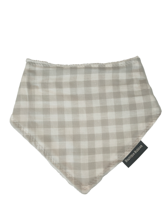 Light grey gingham Bandana Dribble Bib